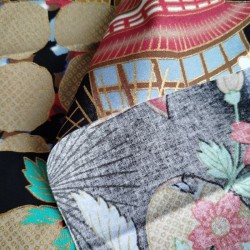 small Japanese cotton 50x50cm Crane e pagoda