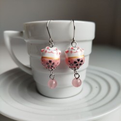 Earrings Manekineko Pink...