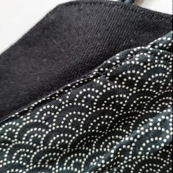 Cintura obi in cotone giapponese -Onda nera