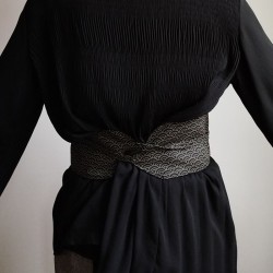 Cintura obi in cotone giapponese -Onda nera