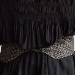 Cintura obi in cotone giapponese -Onda nera