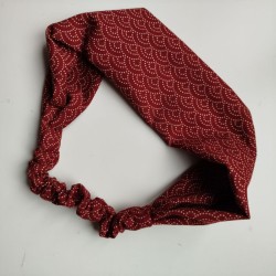 Hair turban Seigaiha bordeaux
