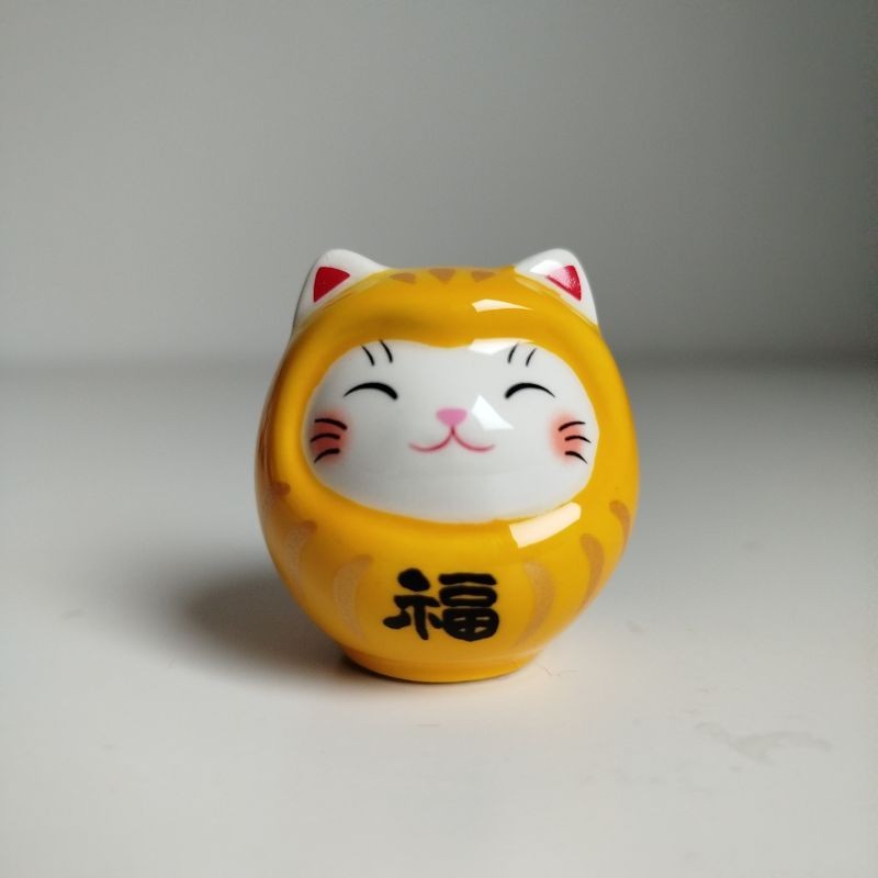 Neko-Daruma with OMIKUJI -Yellow
