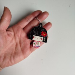 Specchietto portachiave Kokeshi