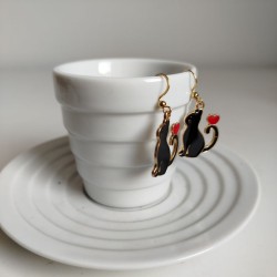 Earrings enamel Black Cats