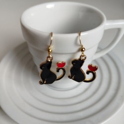 Earrings enamel Black Cats