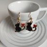 Earrings enamel Black Cats