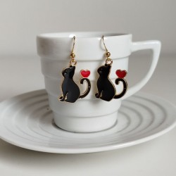 Earrings enamel Black Cats