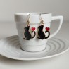 Earrings enamel Black Cats