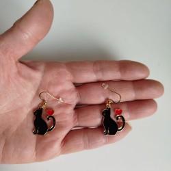 Earrings enamel Black Cats