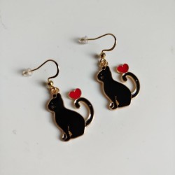 Earrings enamel Black Cats