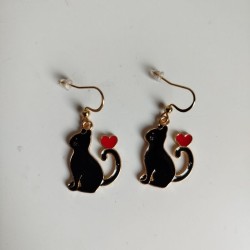 Earrings enamel Black Cats