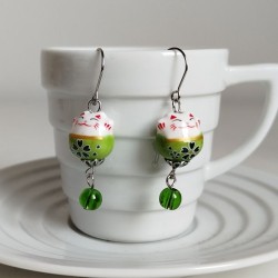 Earrings Manekineko Green