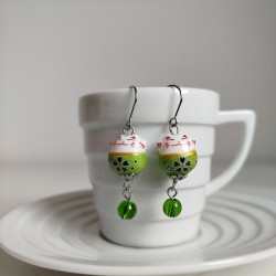 Earrings Manekineko Green