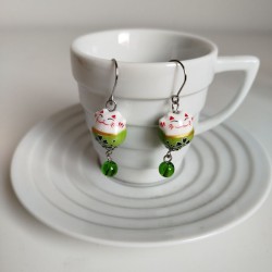 Earrings Manekineko Green