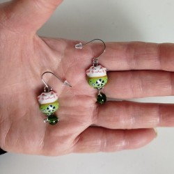Earrings Manekineko Green