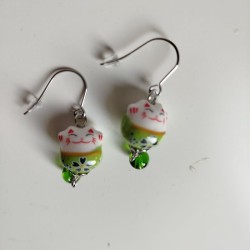 Earrings Manekineko Green
