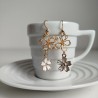 Cherry and metal flower earrings White