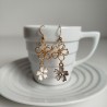 Cherry and metal flower earrings White