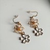 Cherry and metal flower earrings White