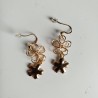 Cherry and metal flower earrings White