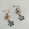 Cherry and metal flower earrings skyblue