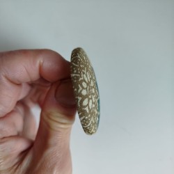Covered button pin 5cm Beige