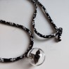 Black cherry Chirimen cord Necklace Crane in bubble