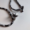 Black cherry Chirimen cord Necklace Crane in bubble