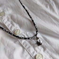 Gru in palla collana cordoncino Nero ciliegio