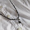 Gru in palla collana cordoncino Nero ciliegio