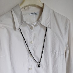 Black cherry Chirimen cord Necklace Crane in bubble