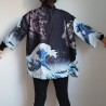 Kimono robe in polyester -Big waves
