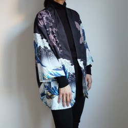 Kimono robe in polyester -Big waves
