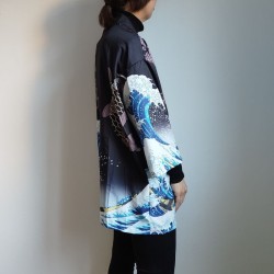 Kimono robe in polyester -Big waves