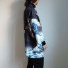Kimono robe in polyester -Big waves