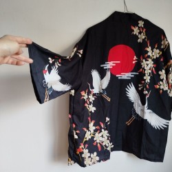 Kimono robe in polyester -Crane