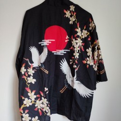 Kimono robe in polyester -Crane