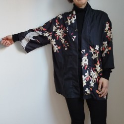 Kimono robe in polyester -Crane