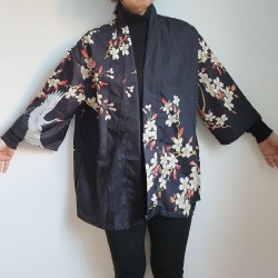 Kimono robe in polyester -Crane