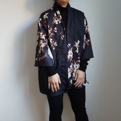 Kimono robe in polyester -Crane