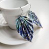 Earrings origami Leaf Blue