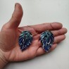 Earrings origami Leaf Blue