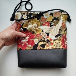 Mini shoulder bag - Crane gold&bordeaux