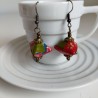 Earrings origami Pyramid Red-green