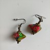 Earrings origami Pyramid Red-green