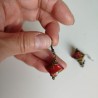 Earrings origami Pyramid Red-green