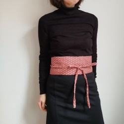 Obi belt in japanese cotton -Asanoha bordeaux