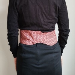 Obi belt in japanese cotton -Asanoha bordeaux