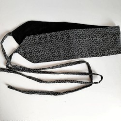 Obi belt in japanese cotton -Waves black